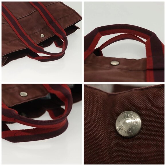 HERMES Fourre Tout MM Hand Bag Canvas Brown Auth 135190 - Picture 16 of 16